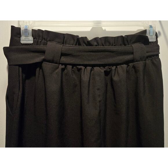 Grace Karin high waist women black paper bag waist cropped with ankle tie sz XL - Picture 4 of 9